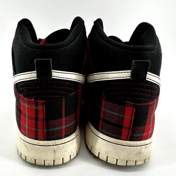 Nike Dunk High Sneakers Lace Up Tartan High Top Twill Plaid Red Black 15 - Picture 5 of 7